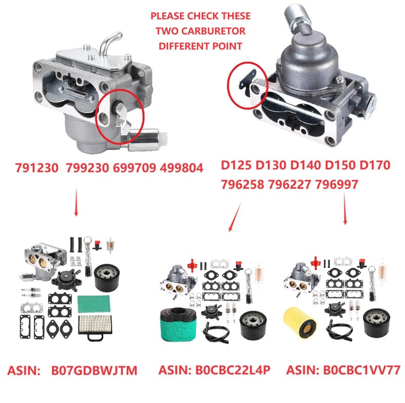 MDAIRC 791230 407777 Carburetor 799230 699709 499804 20hp 21hp 23hp 24hp 25hp Intek V-Twin MIA10632 LA135 LA120 LA130 LA140 LA150 LA145 - Image 5